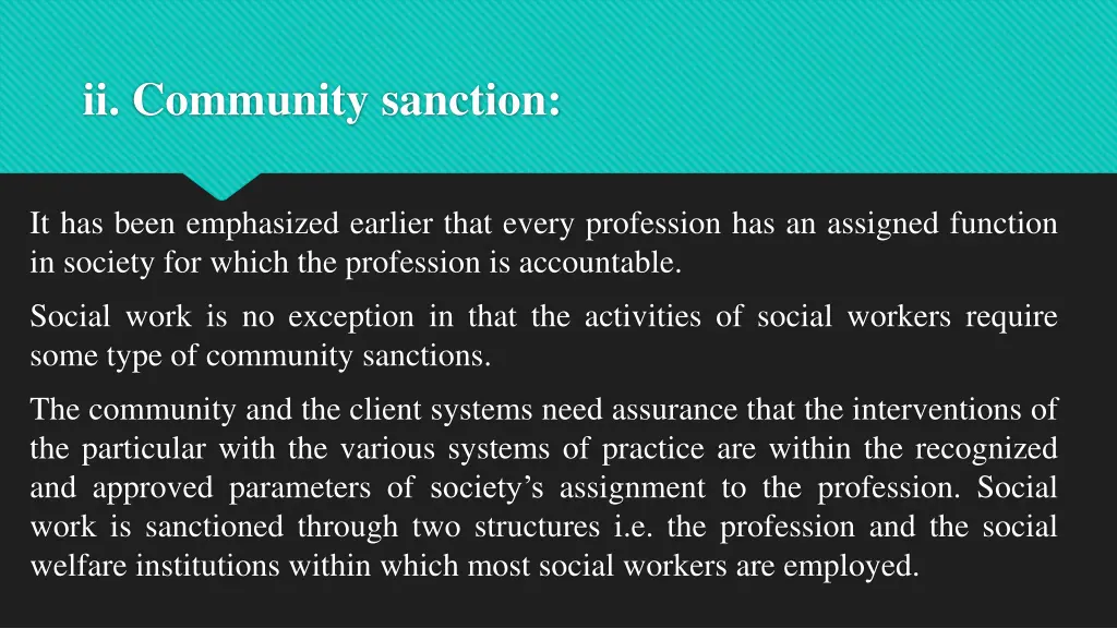 ii community sanction