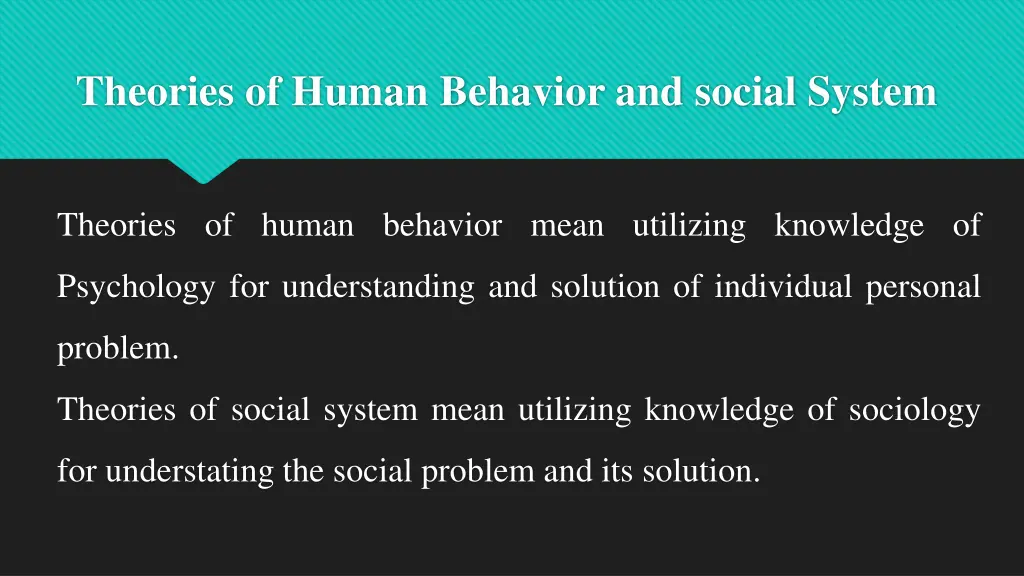 theories of human behavior and social system