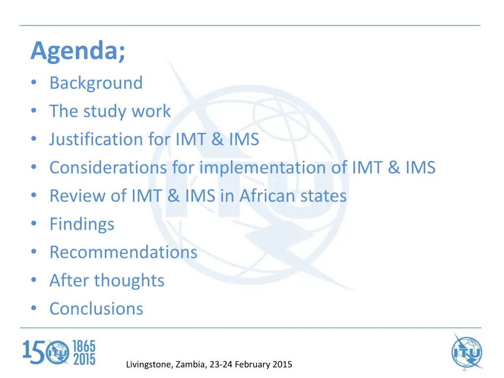 agenda background the study work justification