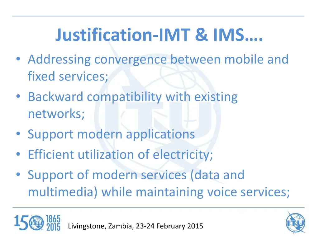 justification imt ims addressing convergence