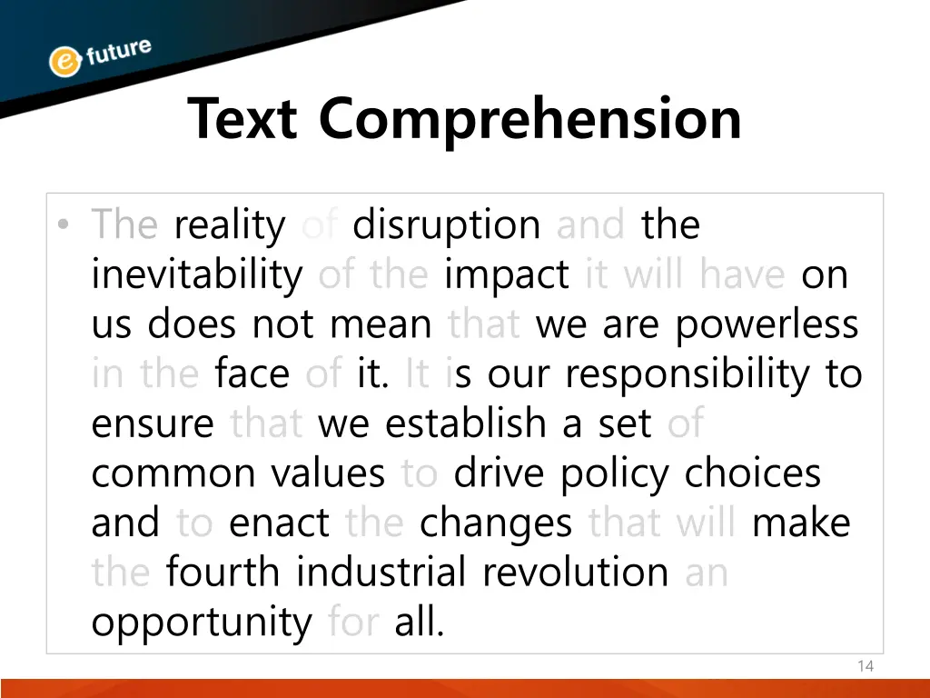 text comprehension