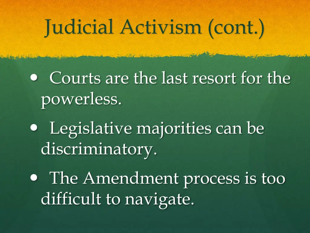 judicial activism cont