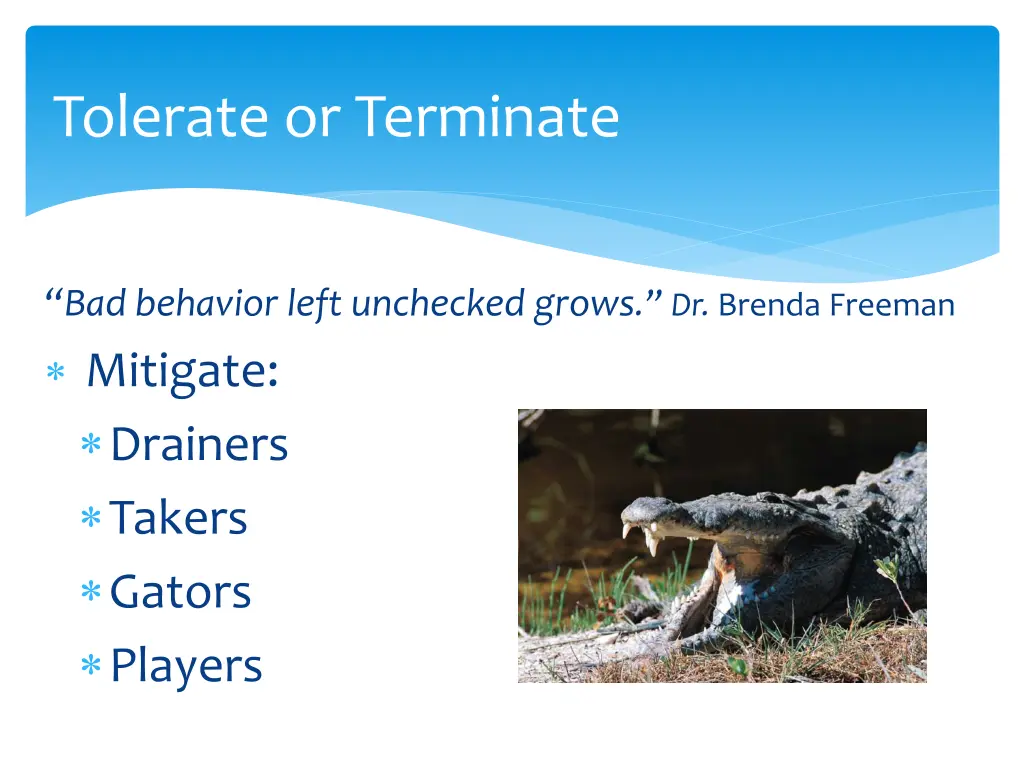 tolerate or terminate