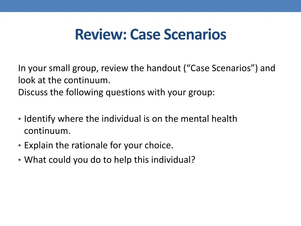 review case scenarios