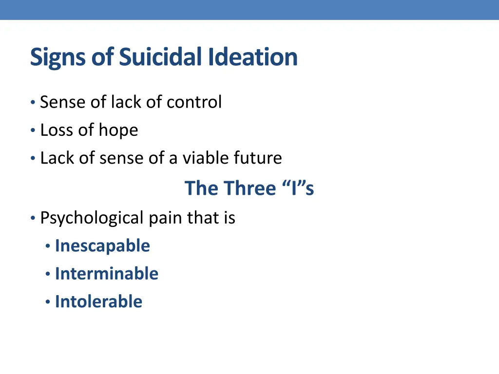 signs of suicidal ideation