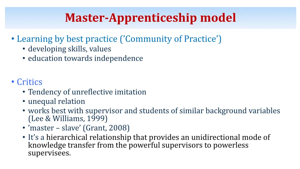 master apprenticeship model