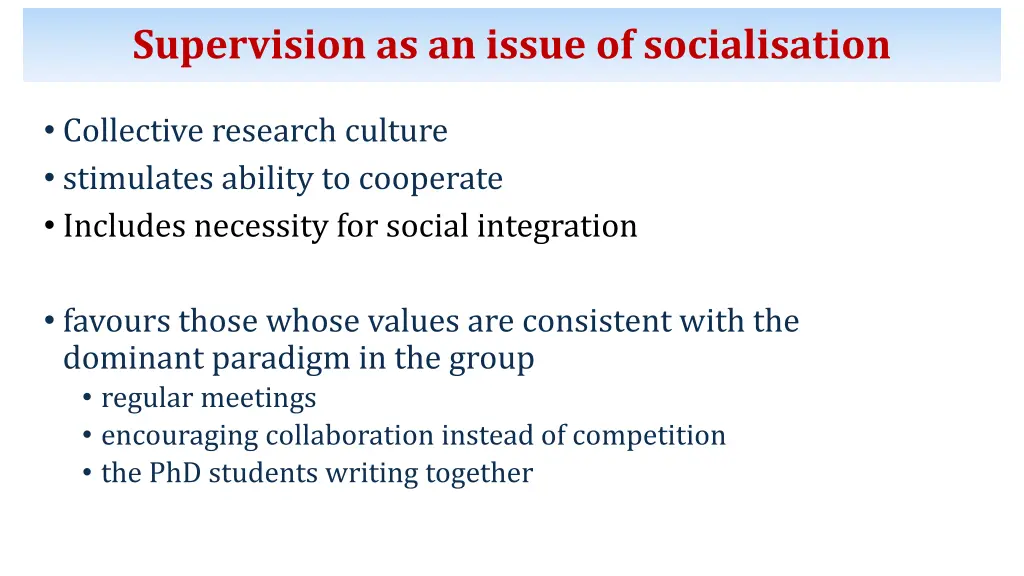 supervision as an issue of socialisation