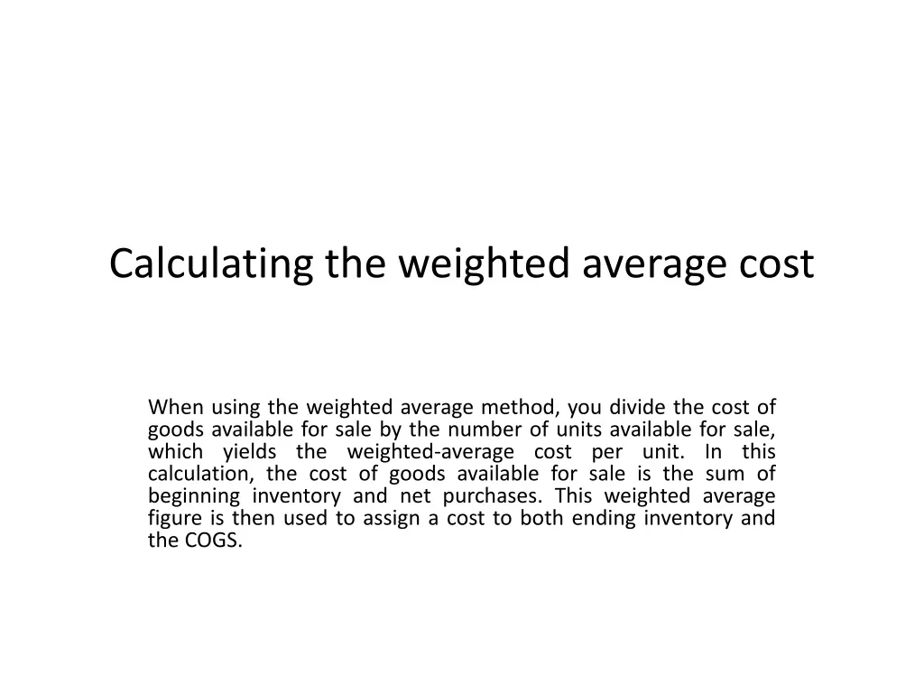 calculating the weighted average cost