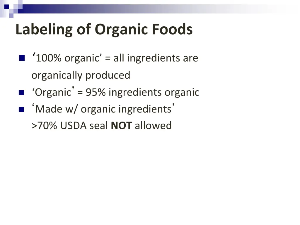 labeling of organic foods