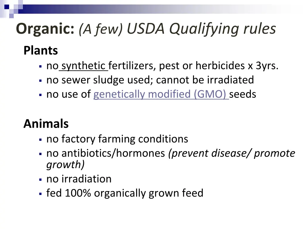 organic a few usda qualifying rules plants