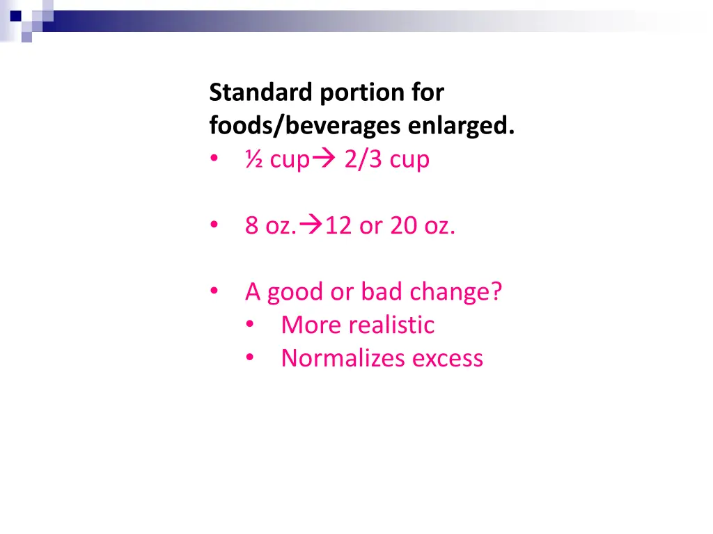 standard portion for foods beverages enlarged