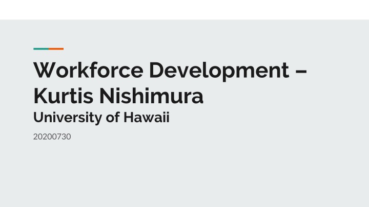 workforce development kurtis nishimura university