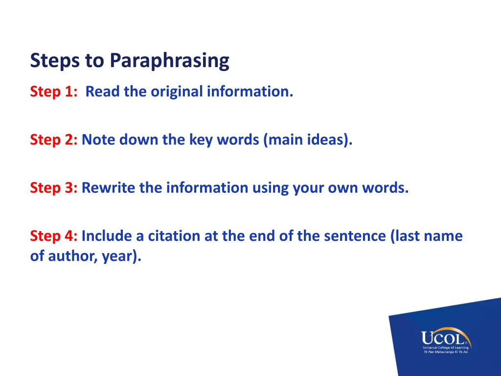 steps to paraphrasing