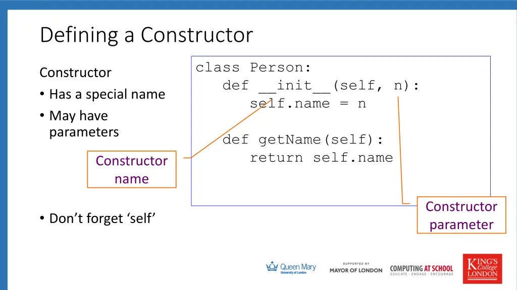 defining a constructor