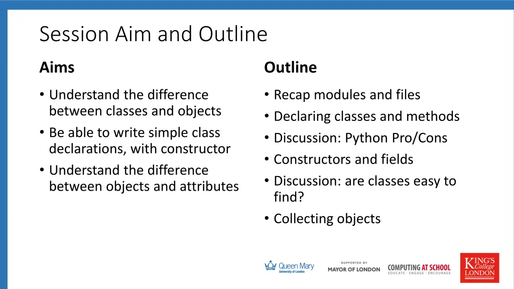 session aim and outline