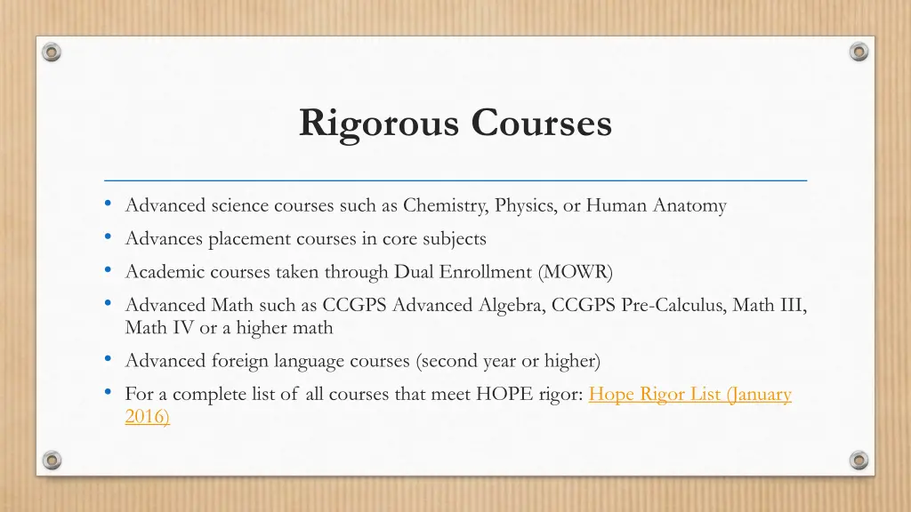 rigorous courses