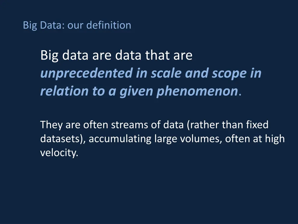 big data our definition