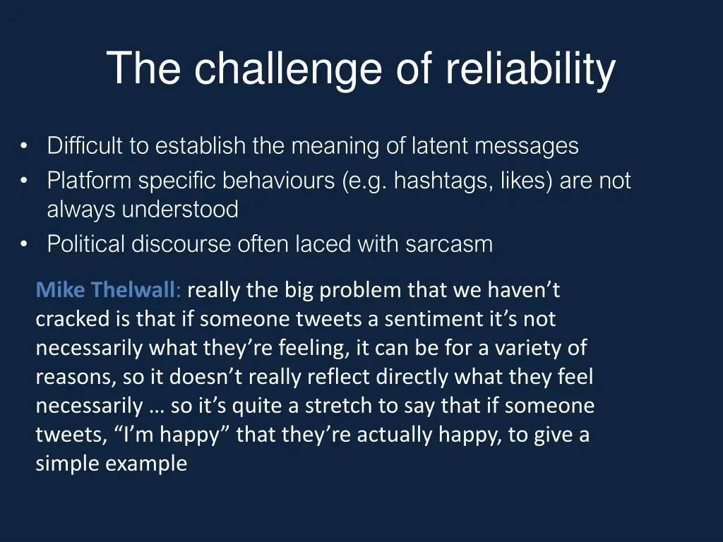 the challenge of reliability