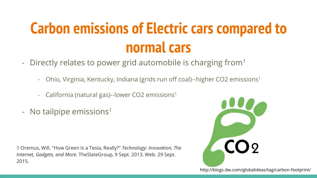 carbon emissions of electric cars compared