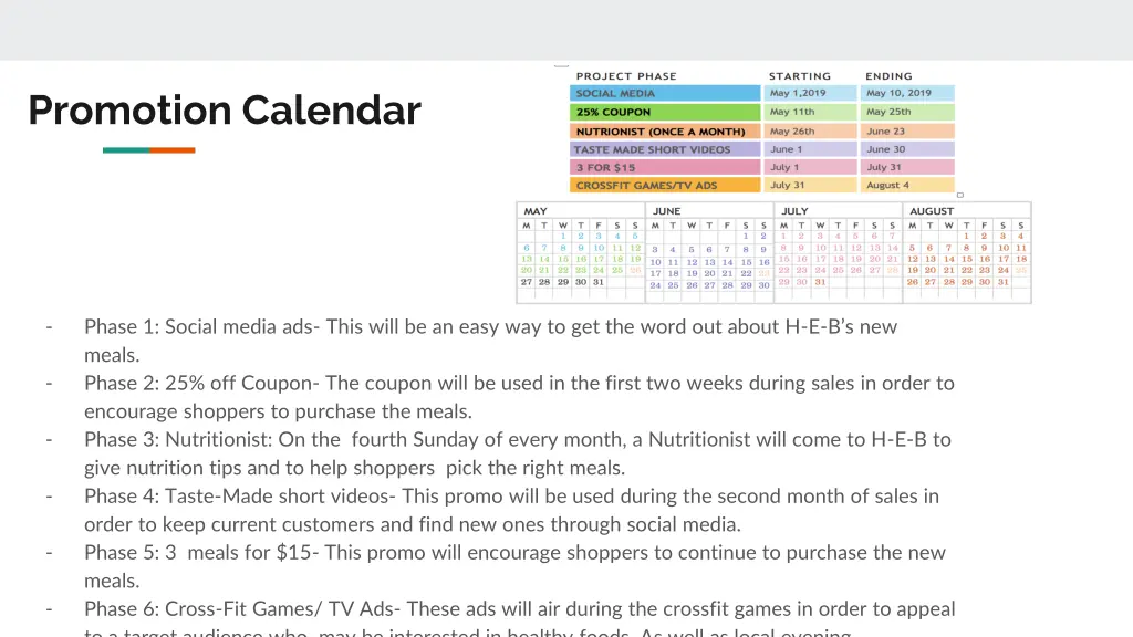 promotion calendar