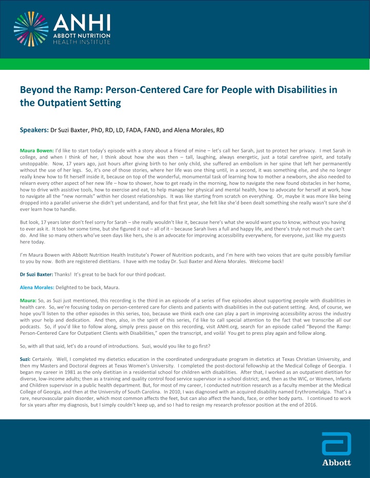 beyond the ramp person centered care for people