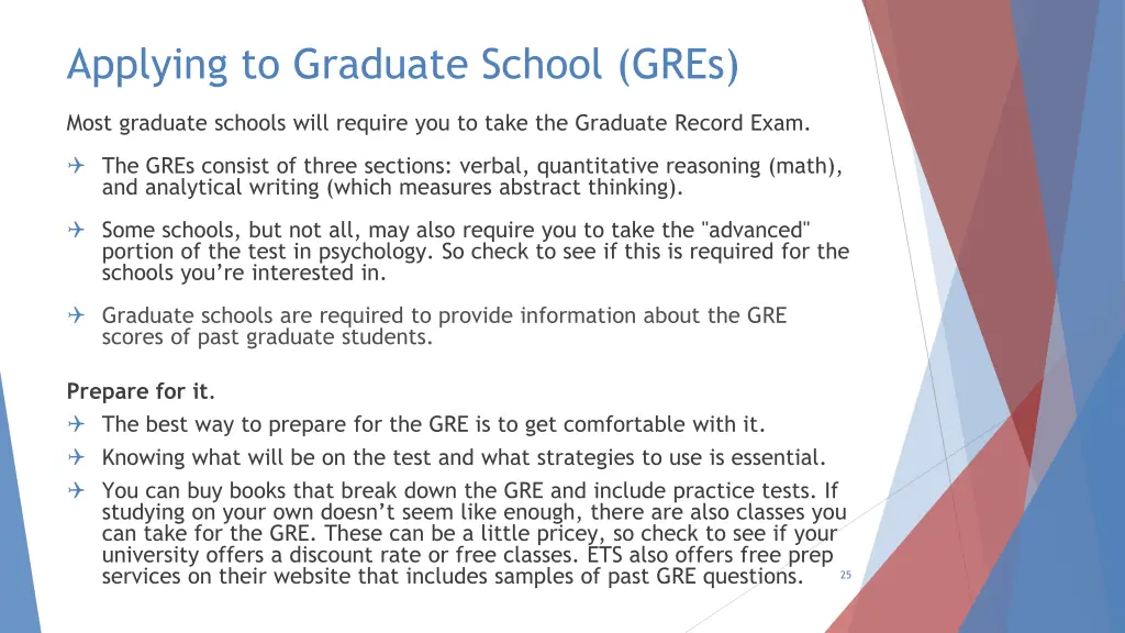 applying to graduate school gres