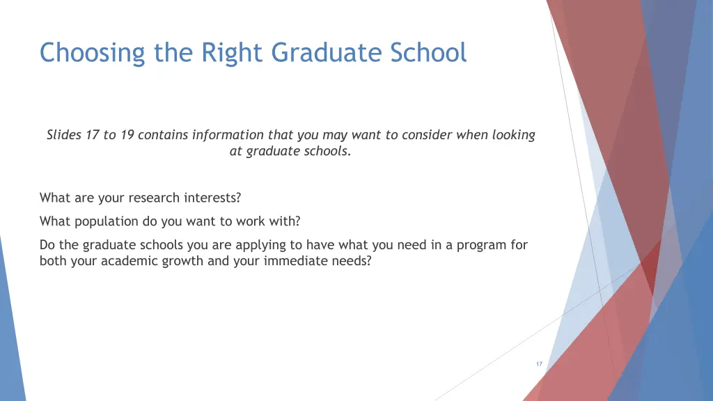 choosing the right graduate school