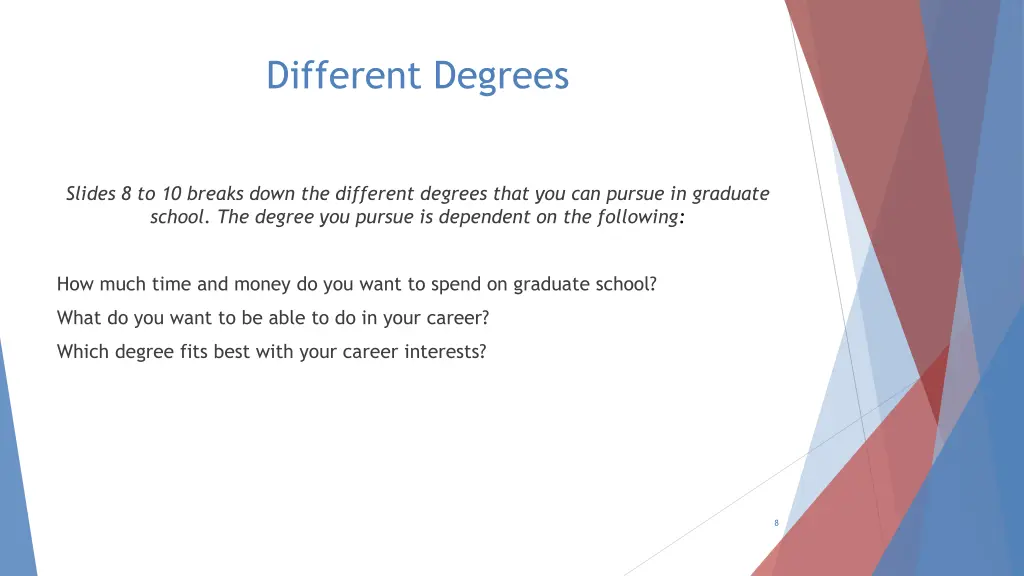 different degrees