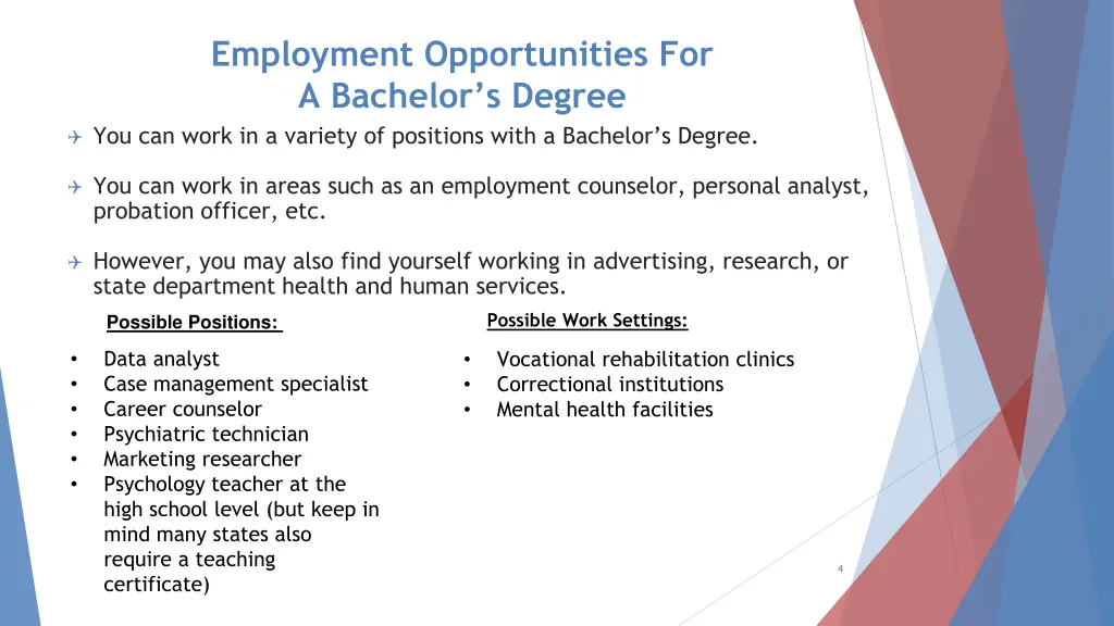 employment opportunities for a b achelor s degree