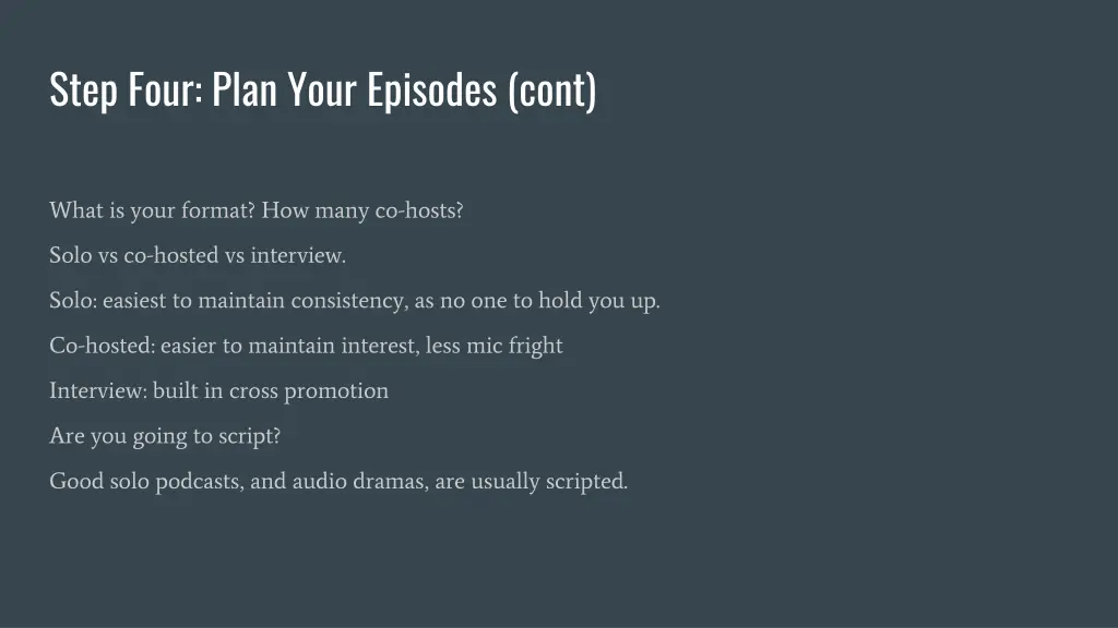 step four plan your episodes cont 1