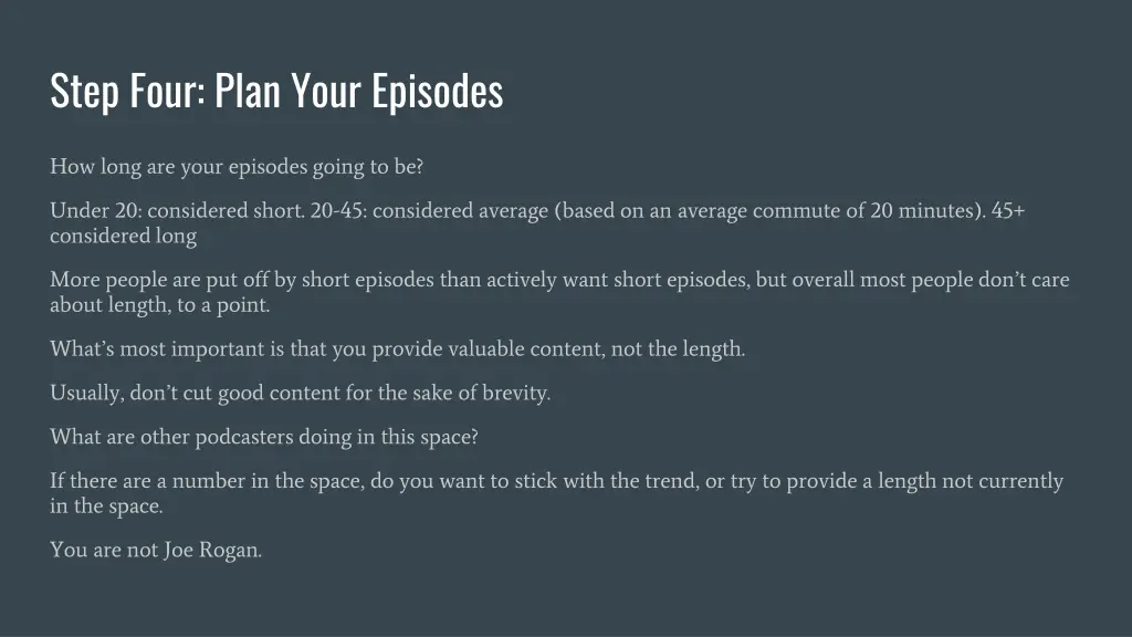 step four plan your episodes