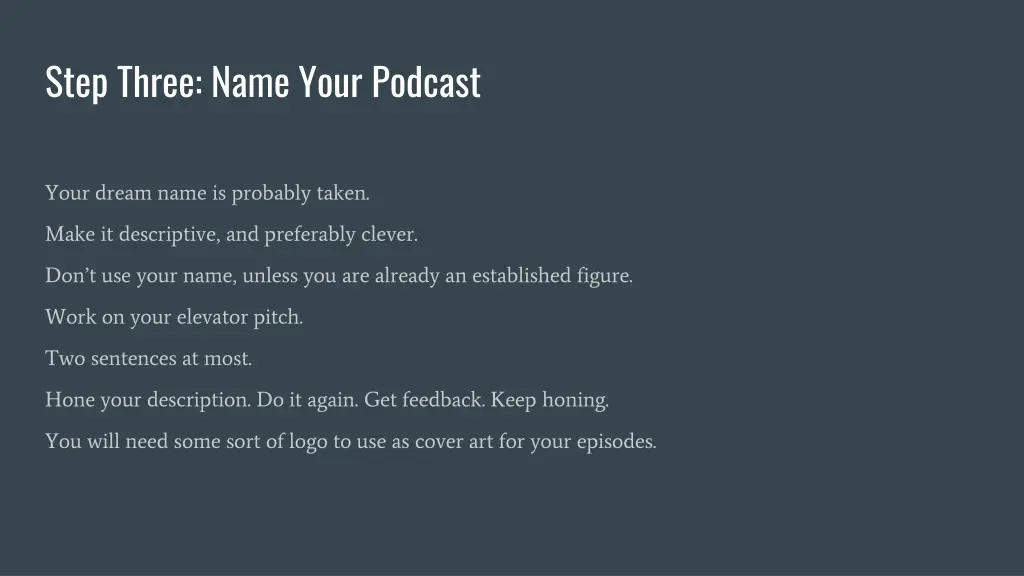 step three name your podcast