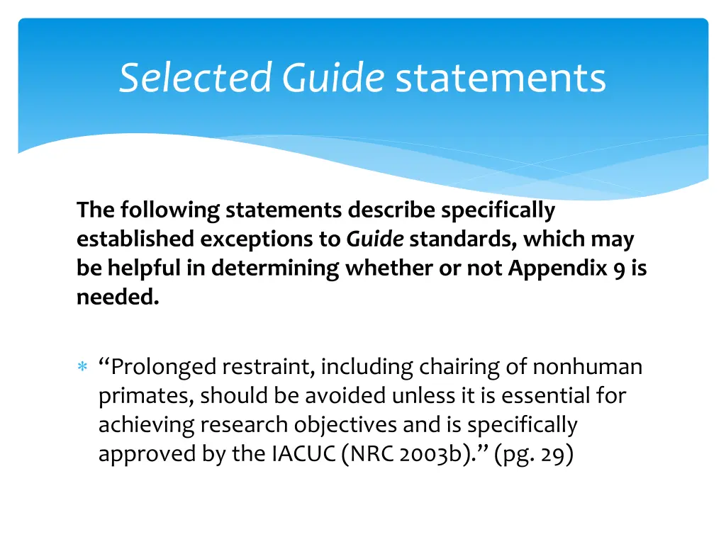 selected guide statements