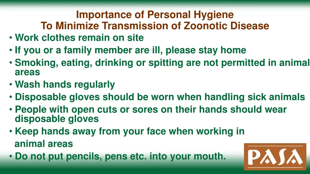 importance of personal hygiene to minimize