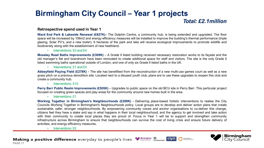 birmingham city council year 1 projects