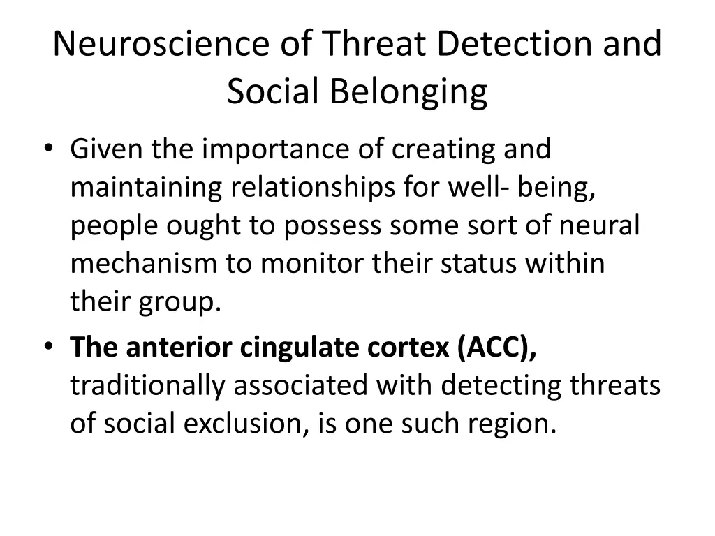 neuroscience of threat detection and social