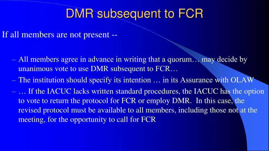 dmr subsequent to fcr 1