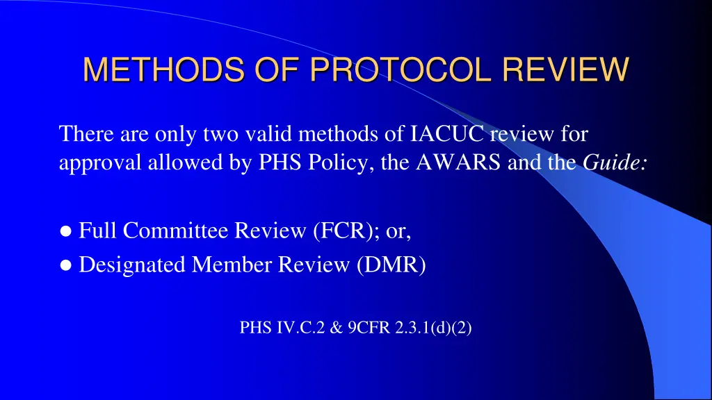 methods of protocol review