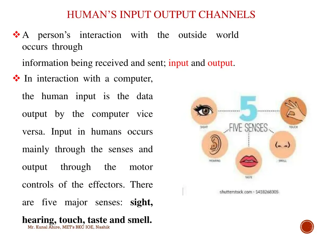 human s input output channels