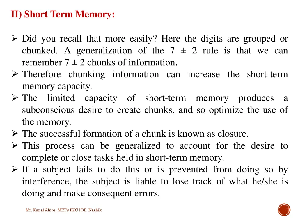 ii short term memory 4