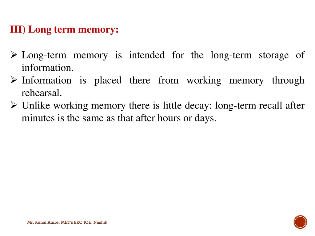 iii long term memory 1