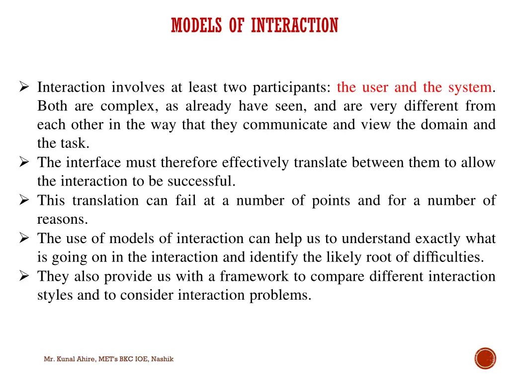 models of interaction 1