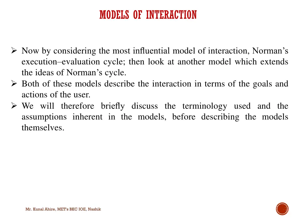 models of interaction 2