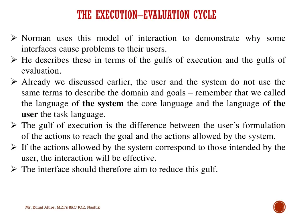 the execution evaluation cycle 5