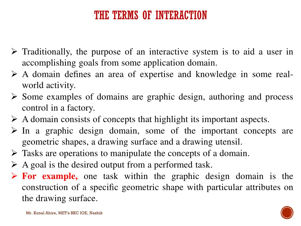 the terms of interaction