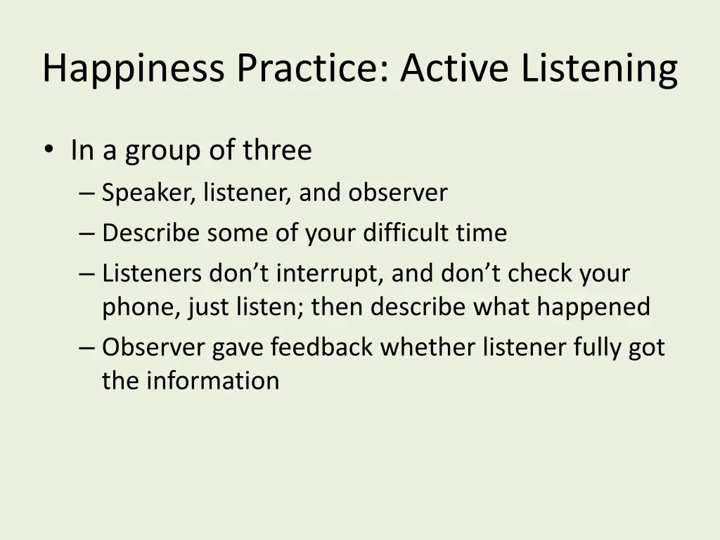 happiness practice active listening