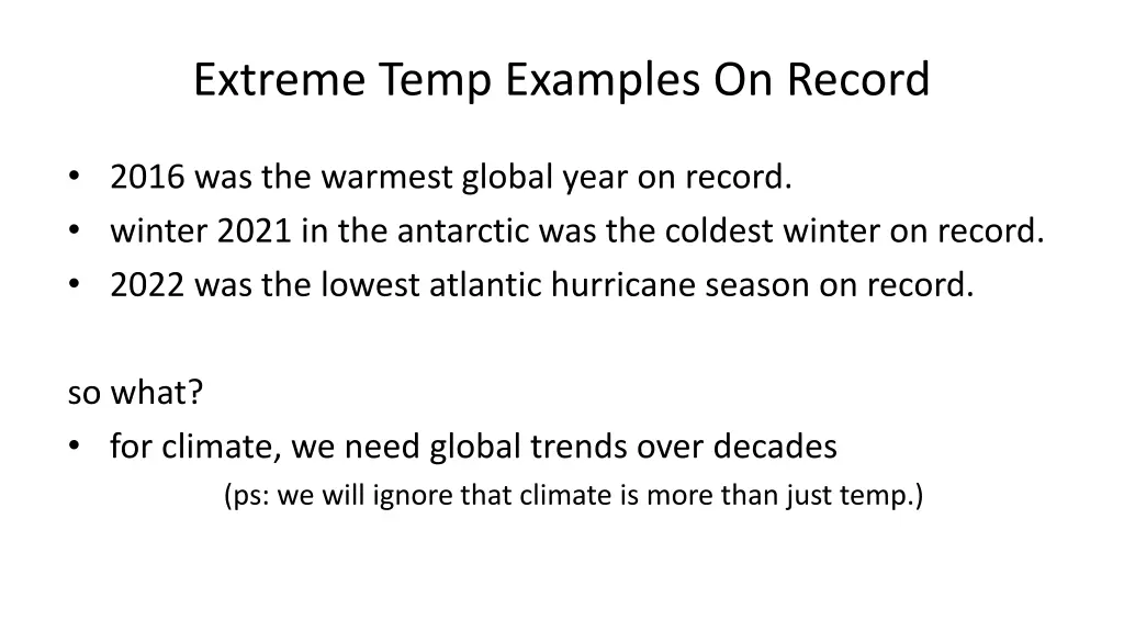 extreme temp examples on record