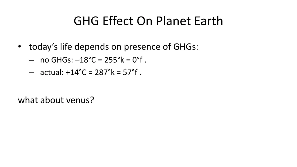 ghg effect on planet earth