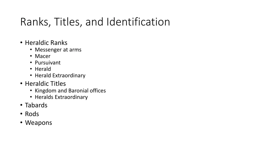 ranks titles and identification