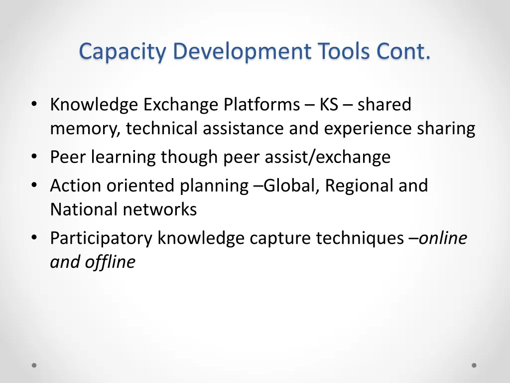 capacity development tools cont